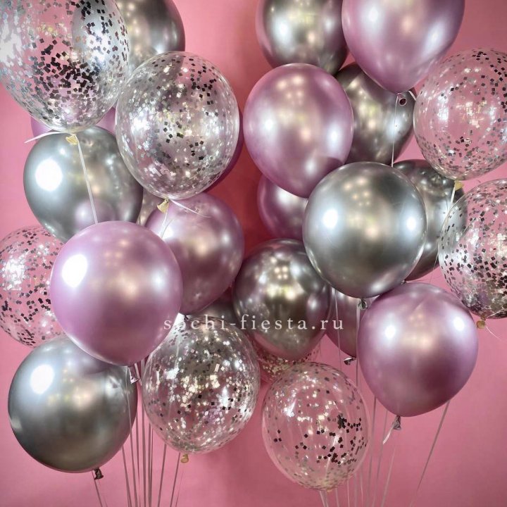 Фонтан шаров "Сильвер пинк" в Нижневартовске