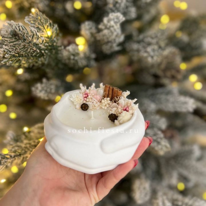 Свеча ароматическая в гипсе Руки с корицей в Нижневартовске