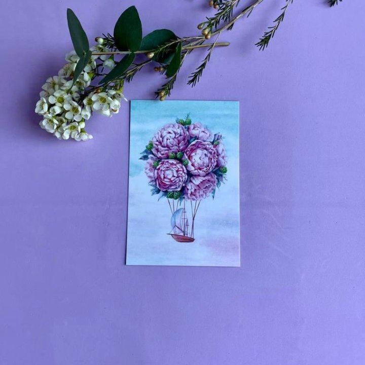 Открытка к букету "Пион" в Нижневартовске