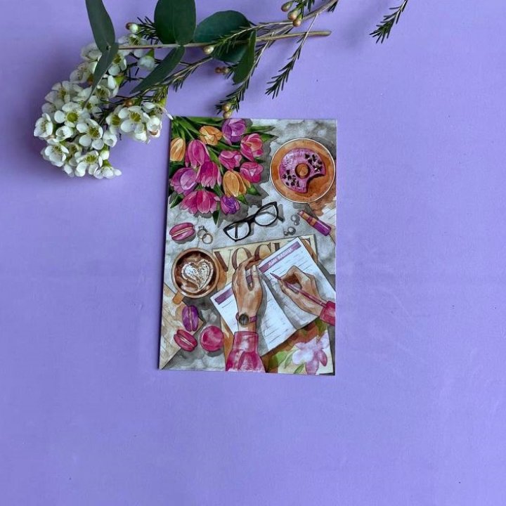 Открытка к букету "Леди на работе" в Нижневартовске