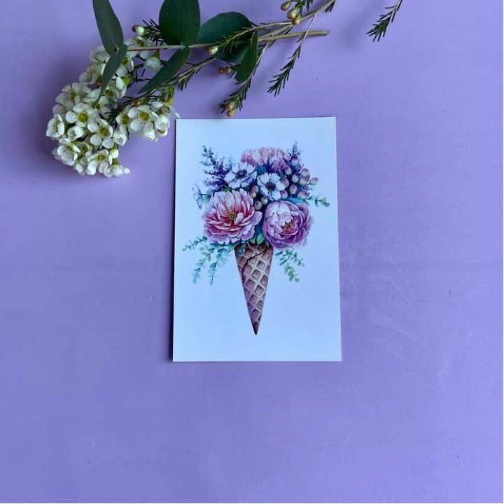 Открытка к букету "Цветочно-кремовый" в Нижневартовске