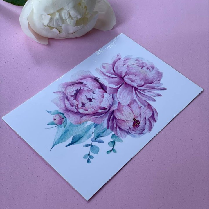 Открытка к букету "Пионы" в Нижневартовске