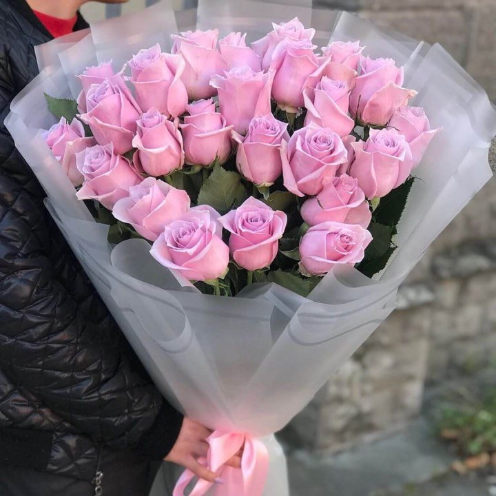 25 высоких розовых роз в Нижневартовске