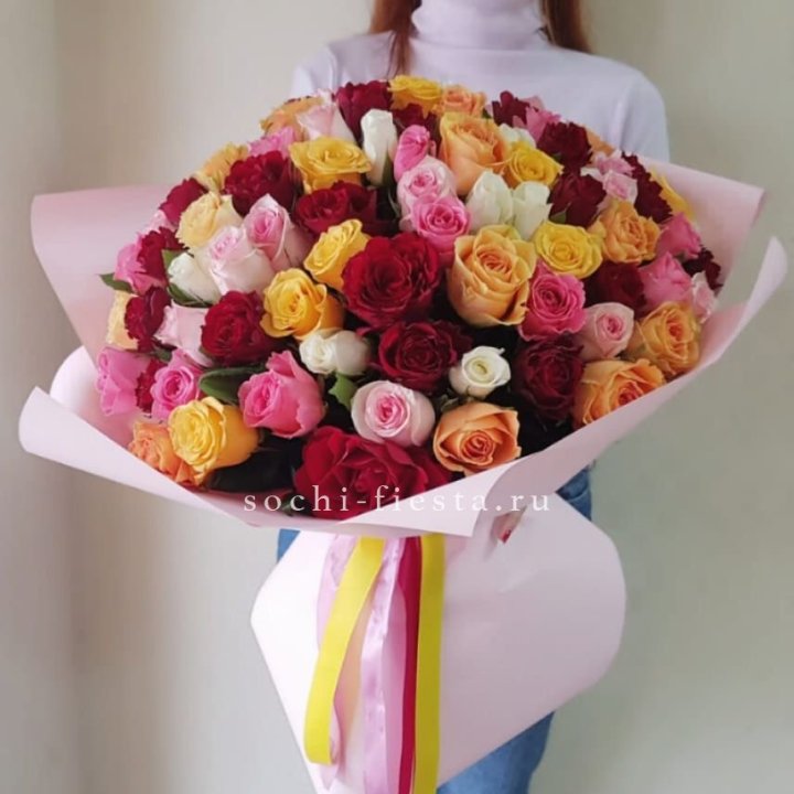 101 роза Кенийский микс "Нежность" в Нижневартовске