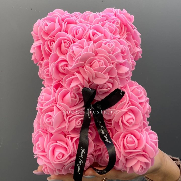 Игрушка медведь из розовых роз в Нижневартовске